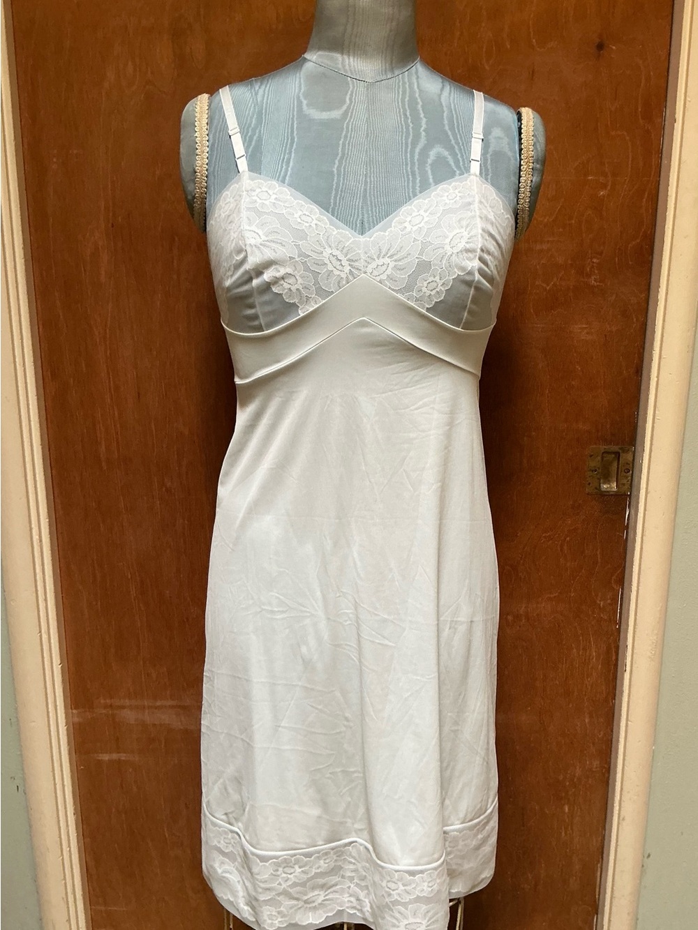 Vintage Slip Dress White Lace-Trim